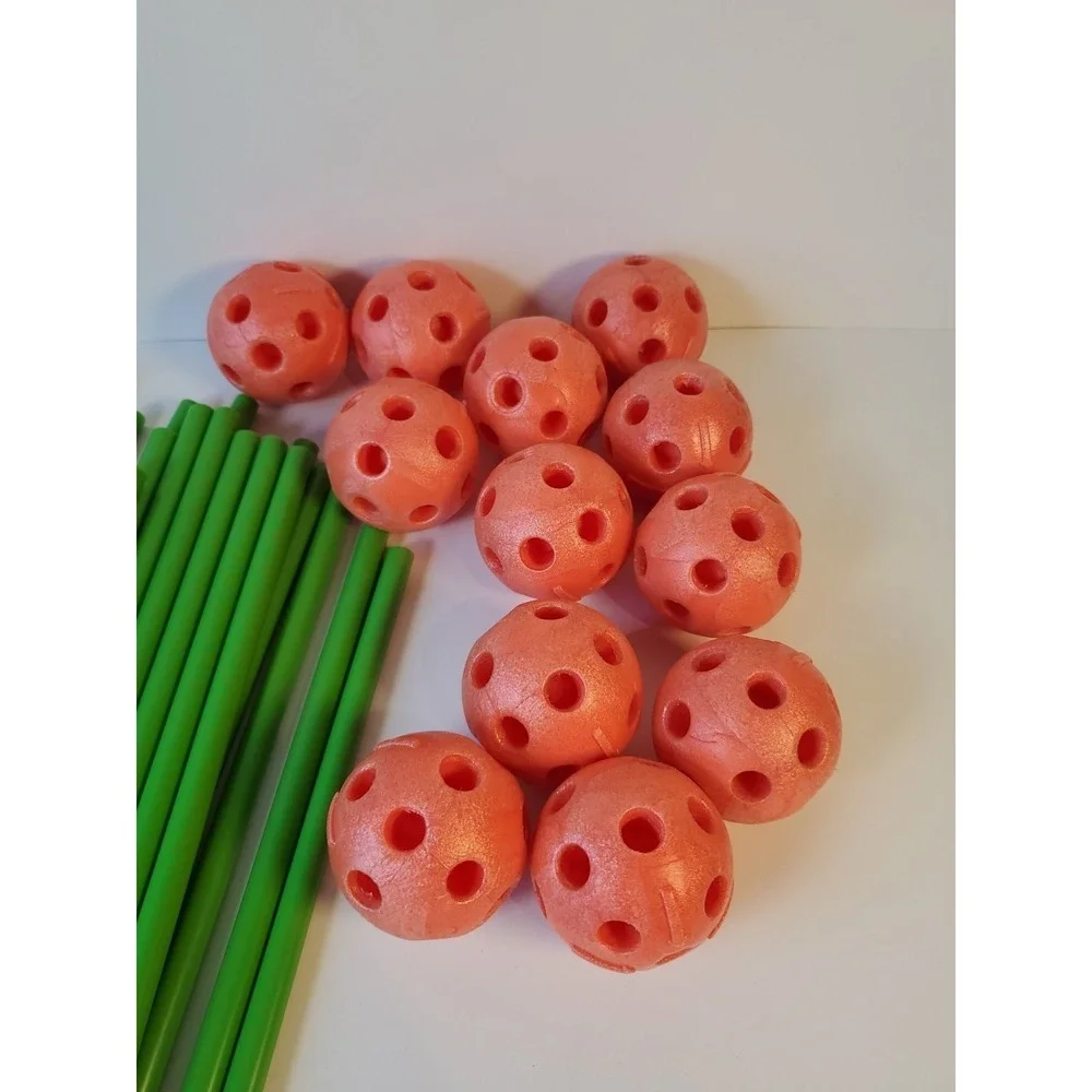 Creative Forts by  Tiny Land 42 Green Sticks 12 Orange Balls With Bag